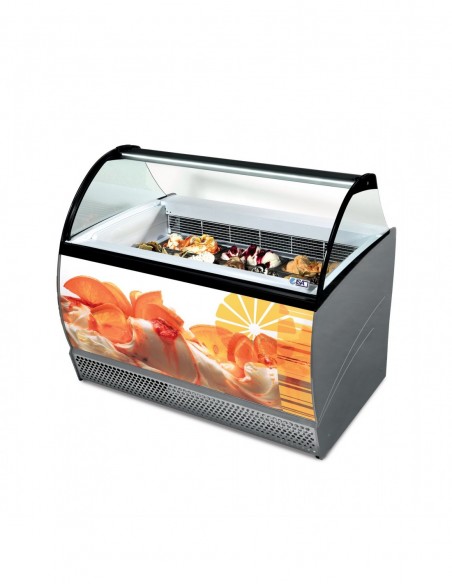 Vitrina Expositora Refrigerada Profesional para Heladerías Cristal Curvo NEW ISABELLA EUROFRED