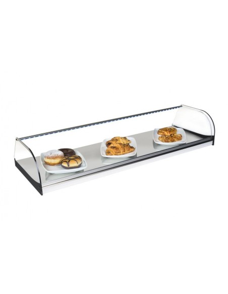 Vitrinas Neutras Cristal Curvo con Base en Acero Inoxidable INOX-VC100LED