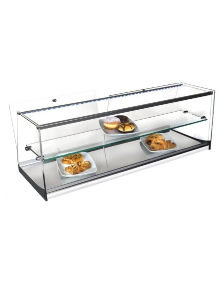 Vitrinas Neutras Cristal Recto con Base en Acero Inoxidable Con Puertas INOX-VRLP100LED