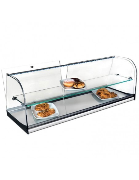 Vitrinas Neutras Cristal Curvo con Base en Acero Inoxidable Con Puertas INOX-VCLP120