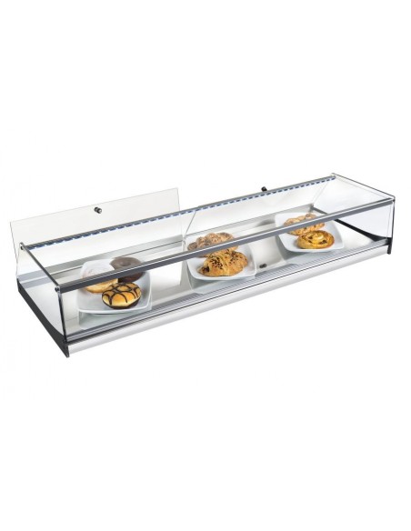 Vitrinas Neutras Cristal Recto con Base en Acero Inoxidable Con Puertas INOX-VRP120LED