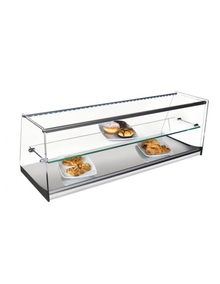 Vitrinas Neutras Cristal Recto con Base en Acero Inoxidable INOX-VRL100LED